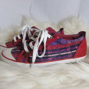 Coach Barrett Tennis Sneaker Shoes Floral Pattern Pink Patent  8.5